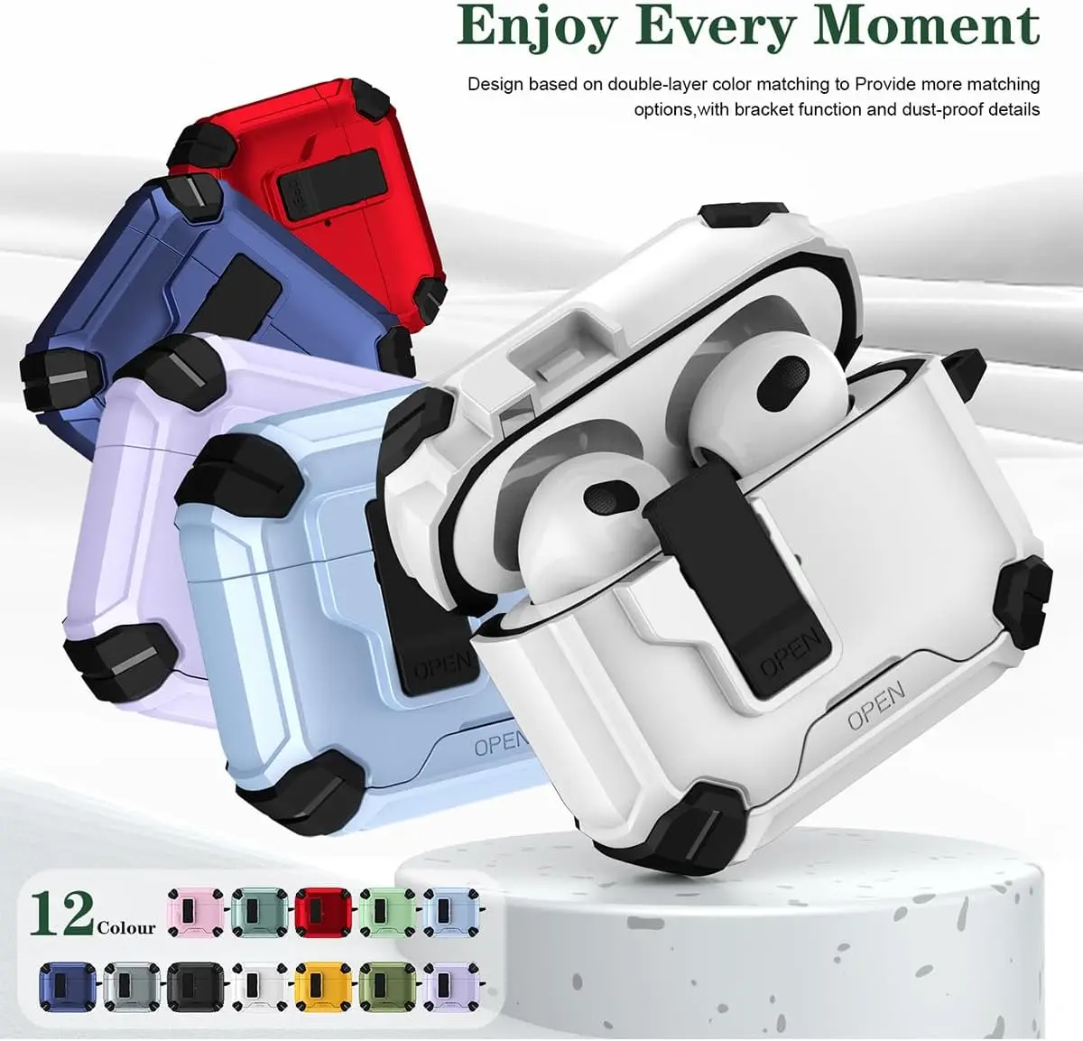 حافظة جديدة لجهاز Airpods Pro 3 (2025) مع قفل أمان وحامل هاتف مع حبل لجهاز AirPods Pro 3rd Generation Cas #4