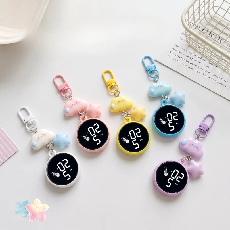 Cartoon Keychain Wristwatch, Unisex LED Electronic Watch, Portable Pocket Watch