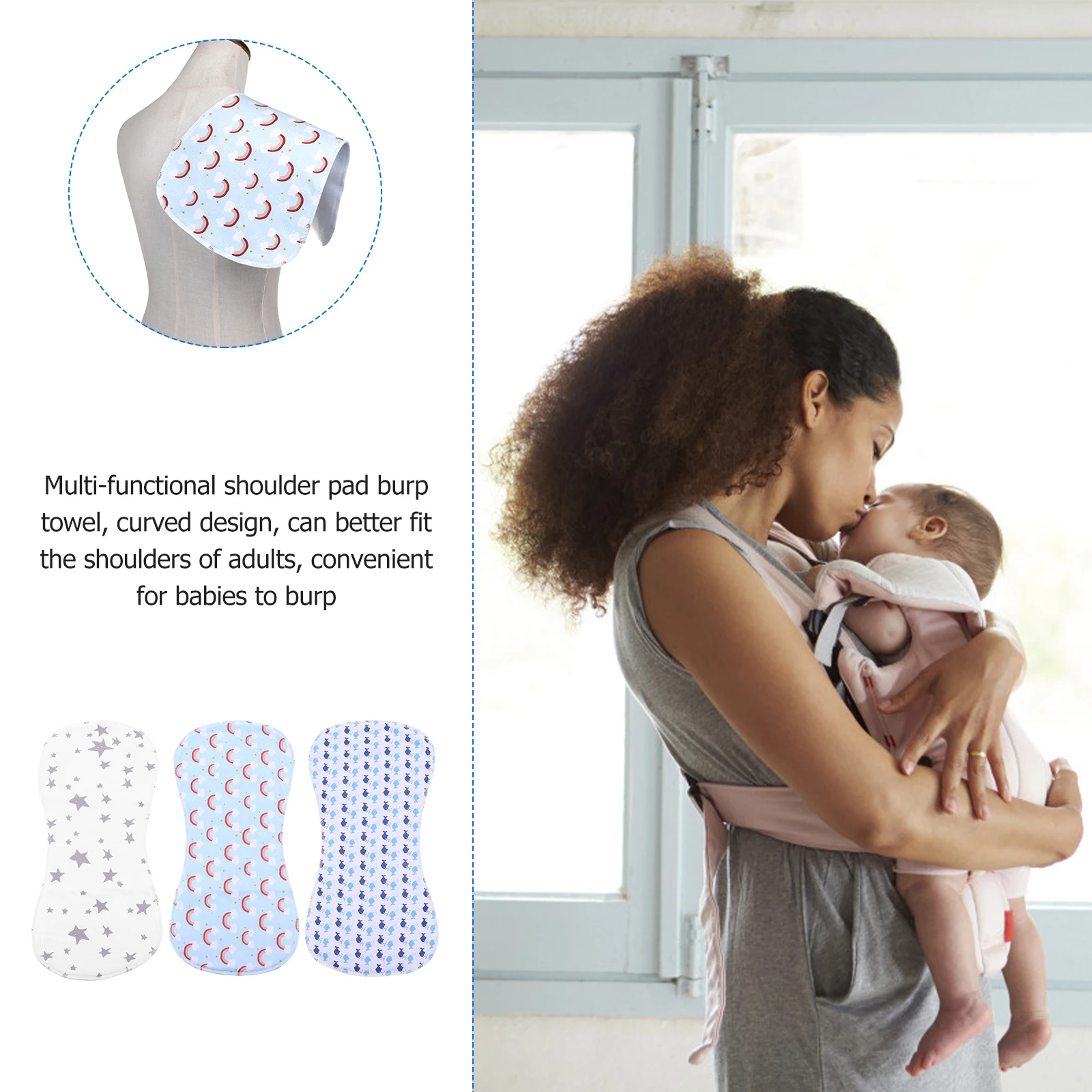 

3pcs Burp Cloths Cotton Soft Absorbent Newborn Towels Washcloths Foldable Easy to Carry Store Baby Shower Gift