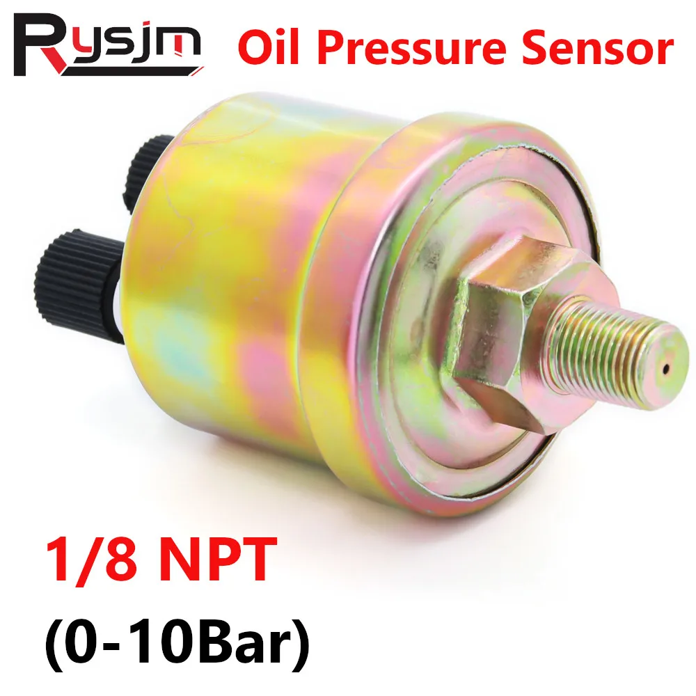 HD Engine Oil Pressure Sensor Gauge Sender Switch Sending Unit 1/8 NPT 81x44mm Car Pressure Sensors 10mm Press Sensor Gold Color