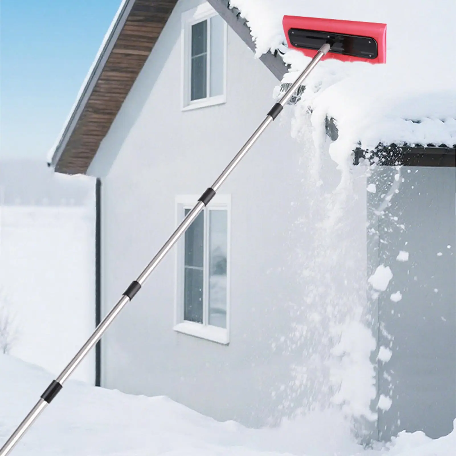 Snow Rake For Roof Foam Broom Pusher For Snow Driveway Ice Removal Rake For Roof Vehicle Garage Home Lawn Driveway