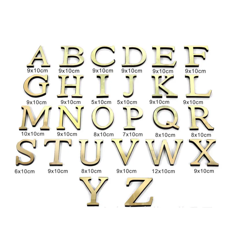 10/20CM 26 Letters 3D Mirror EVA Acrylic Originality Wall Stickers For Name Alphabet Wedding Art Wall Decor