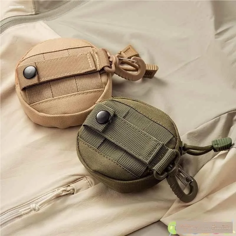 

Canvas Bluetooth Earphone Bag Double Pocket Coin Purse Key Holder Slingshot BB Pellet Bag Wearable Belt Small Waist Bag