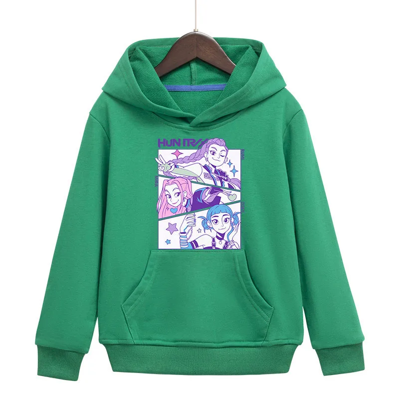

Осенняя детская толстовка KPop Demon Hunters Huntrix с принтом для девочек, хлопковый пуловер, толстовки, верхняя одежда, детская одежда