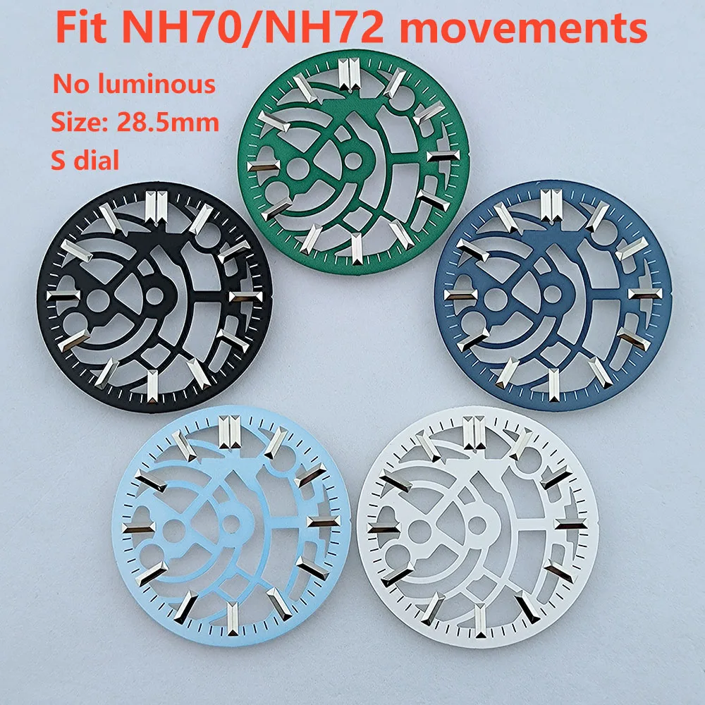 NH70 dial 28.5mm S dial Custom logo watch dial luminous suitable for NH70 movement watch accessories repair tools