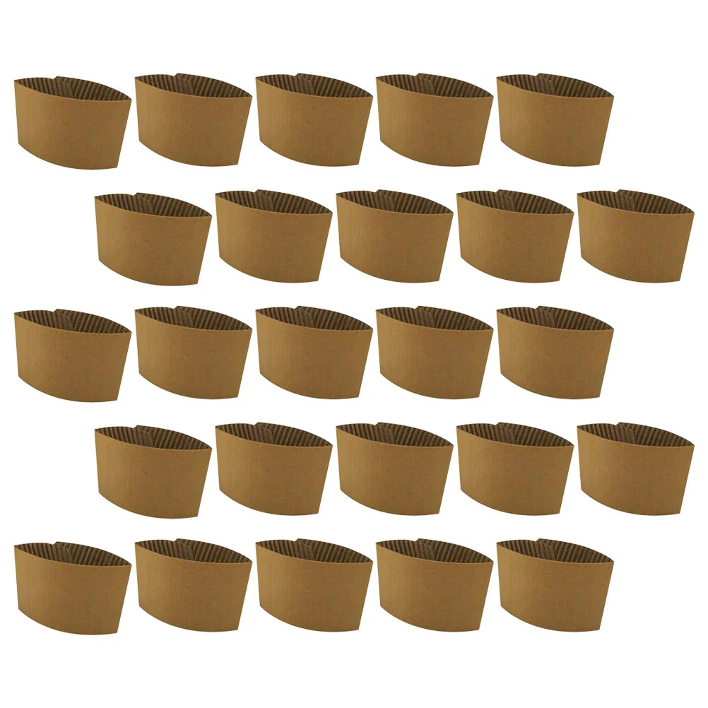 

25pcs Heat-Insulated Coffee Cup Sleeves Paper Bottle Covers Anti-Slip Drink Sleeve For Home Office Outdoor Use