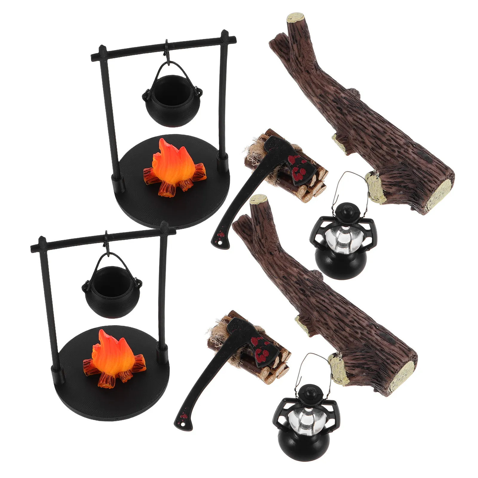Miniature Dollhouse Hanging Stove with Woodpile – Realistic Resin Fireplace for Micro Landscape & Outdoor Scene Decoration