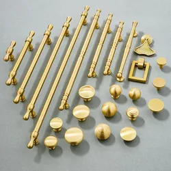 Brass Furniture Handles Modern Wardrobe Dresser Cupboard Cabinet Drawer Refrigerator Door Pulls Knobs Kitchen Cabinet Handles