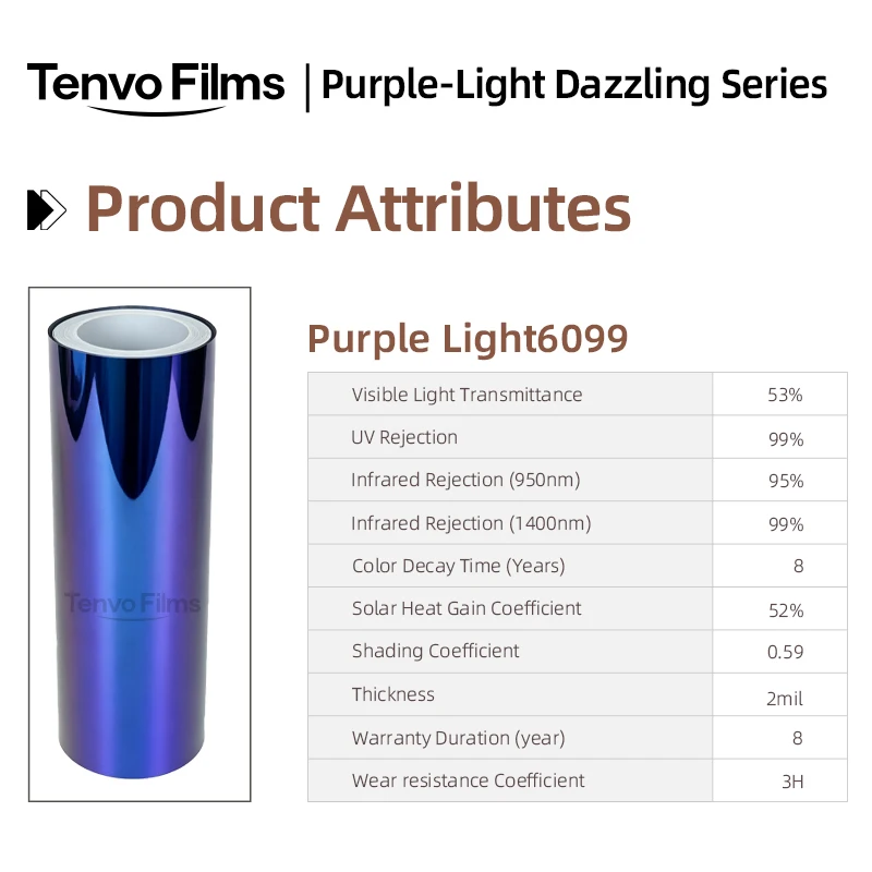 Violet 6099 Chameleon Windshield Window Tint Iridescent Color Shift Anti UV Decorative Solar Car Film Source Factory