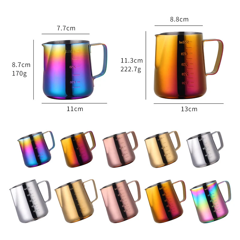 350ML/550ML Colorful Coffee Latte Milk Frothing Jug Milk Frother Pitcher Stainless Steel Jug Espresso Barista Pitcher Milk Pot