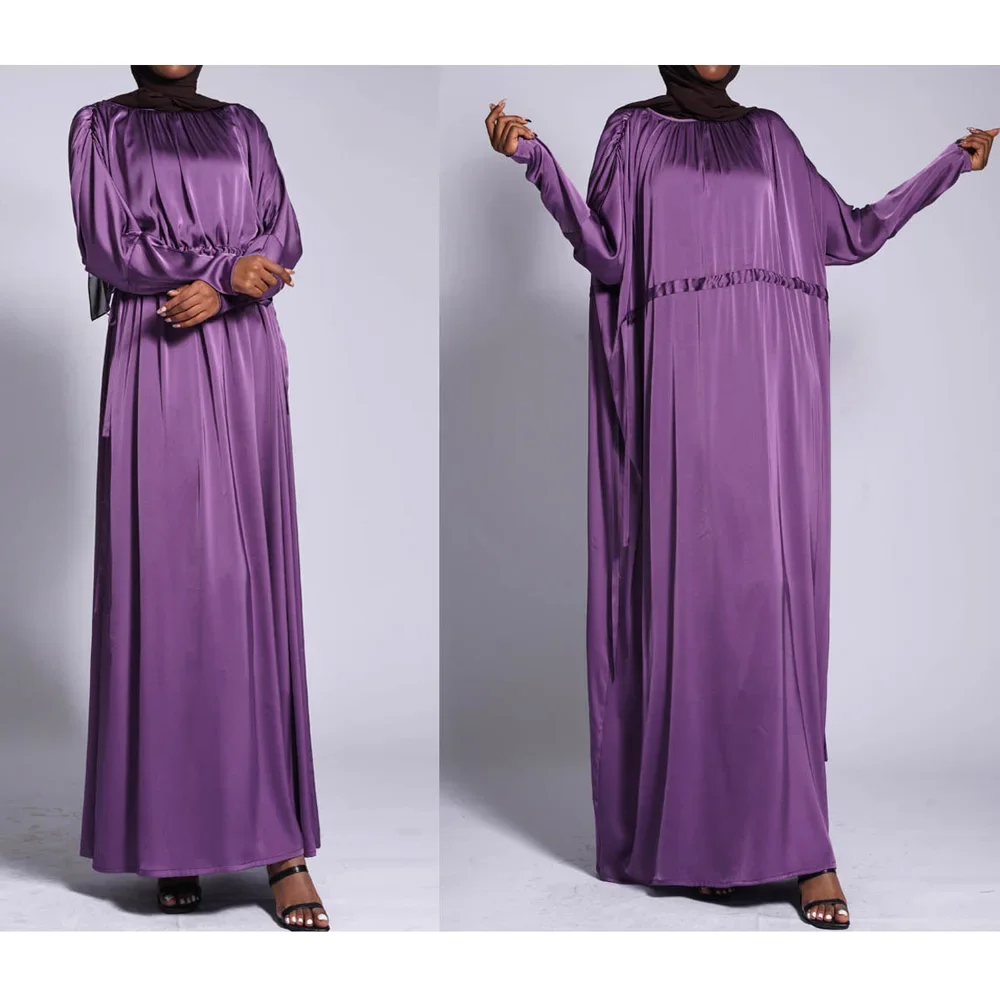 

Скромное женское повседневное мусульманское длинное платье Абая, турецкий кафтан, арабский халат с шнурком, исламская вечеринка в Дубае, платье Рамадана Джалабия