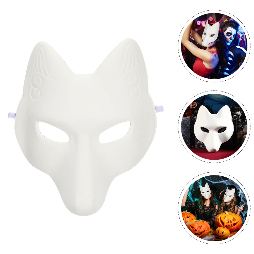 Halloween LED Máscara para Festa, Máscara Facial, Masquerade Suprimentos, DIY, Branco PU Paintable, Desenhos Animados, Raposas, Homem, Acessório Bebê