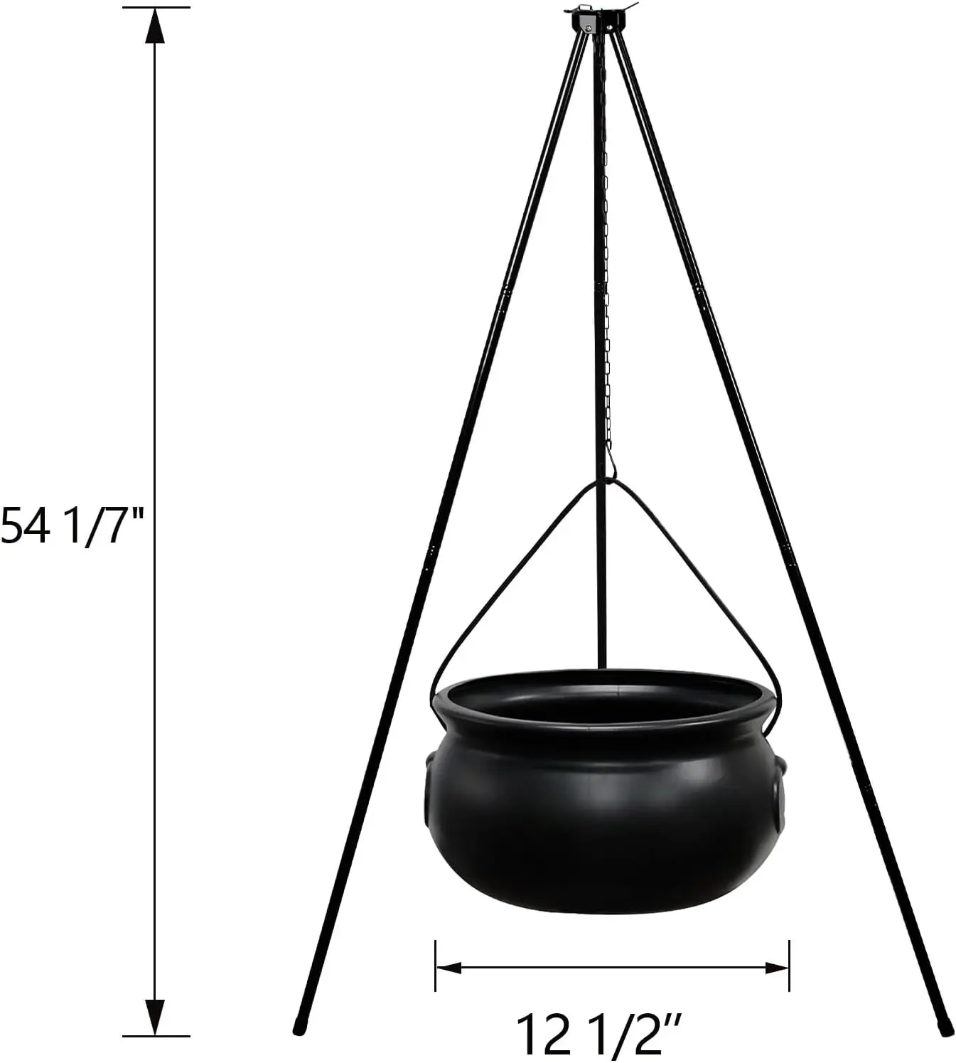 Halloween Decorations - Large Witches Cauldron on 54" Tripod with Lights - Black Plastic Bowl Decor - Hocus Pocus Candy Bucket D