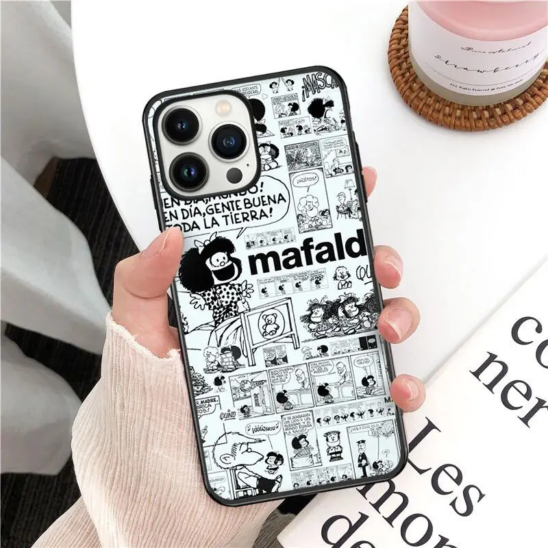 Custodia morbida per telefono funda Mafalda per iphone 16pro 15pro 14pro 11pro 12pro 13pro max 7 8 SE XR 12mini 13mini Coque Custodie