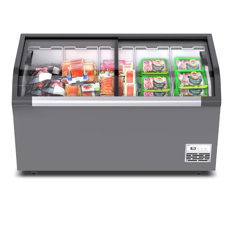 large-capacity fresh-keeping frozen horizontal island cabinet commercial convenience store quick-frozen ice  display cabinet