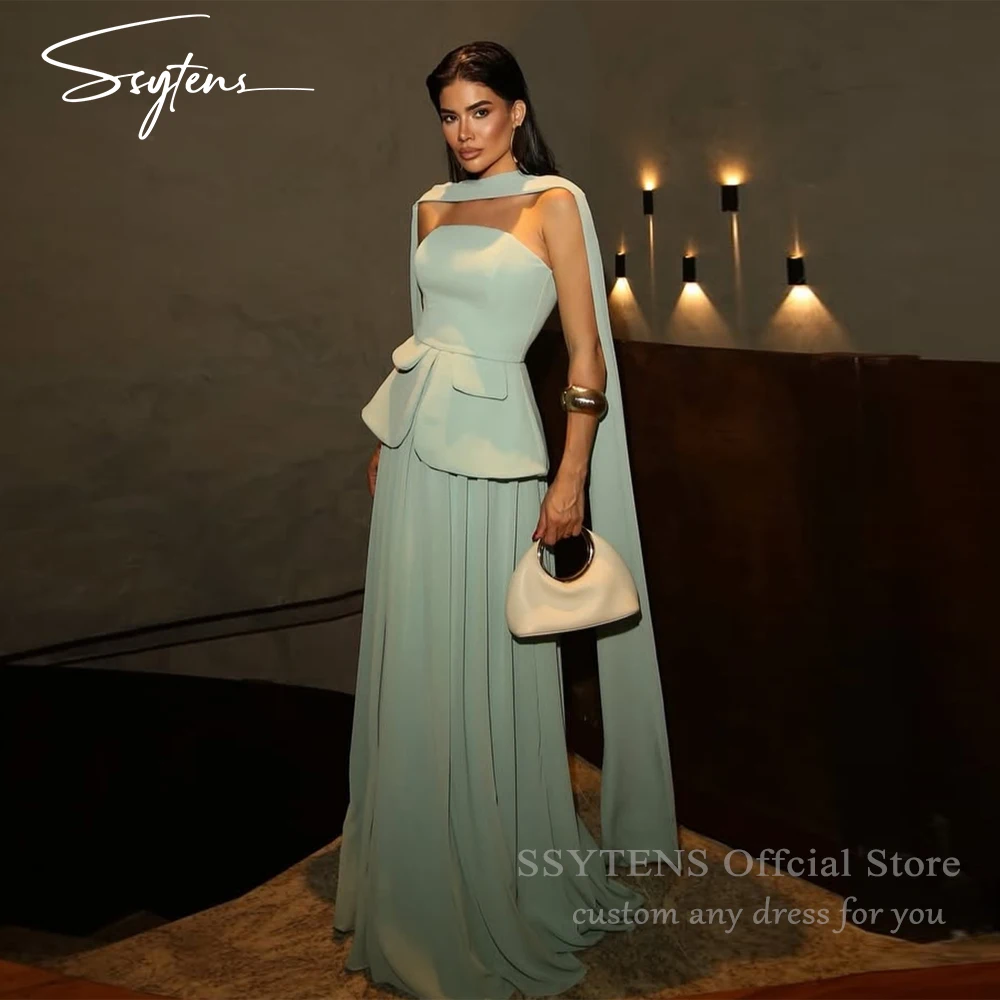

SSYTENS 2026 Elegant Prom Dresses Lady Strapless Peplum Long Evening Dress Floor Length Wedding Party Dress For Women Customized