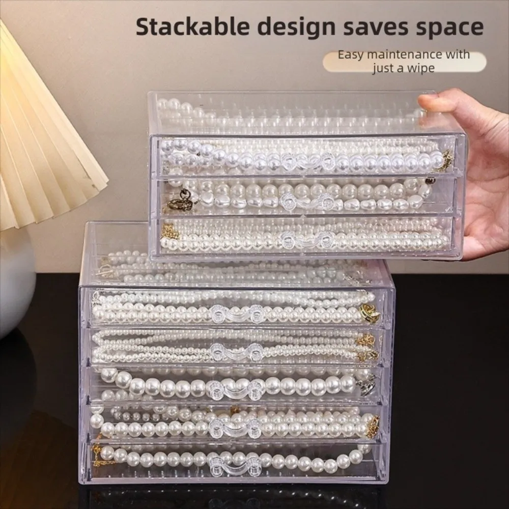 3/5 Layer Transparent Necklace Storage Box Dust-proof Waterproof Necklace Display Cabinet Large Capacity Organizer Jewelry Tray