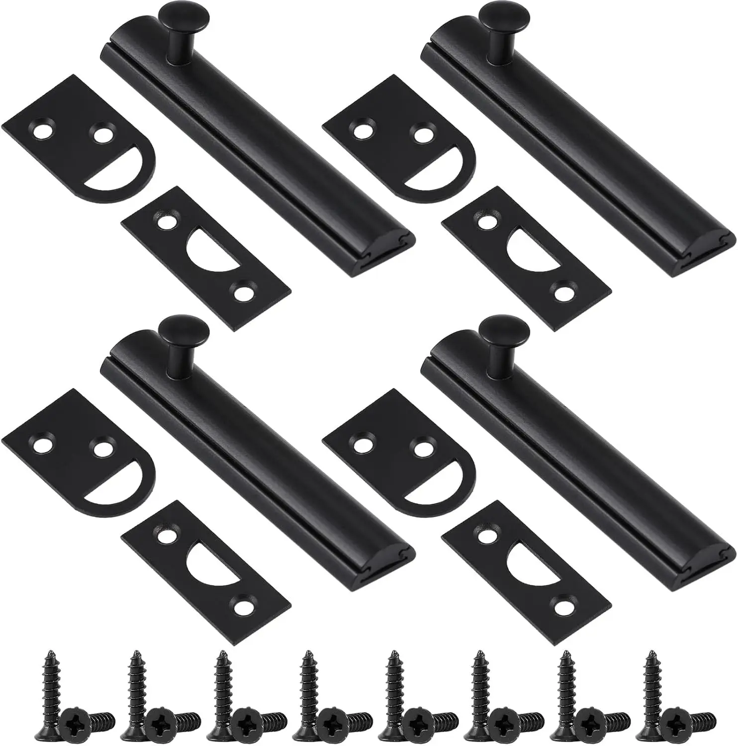 

4 Pack Solid Brass Surface Bolts Slide Latch Door Lock with Screws Anti Theft Security Lock for Top of French Door Gates(3", Matte Black)
