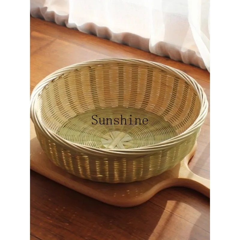 Bamboo basket with base Household fruit basket Fruit plate Handmade bamboo products