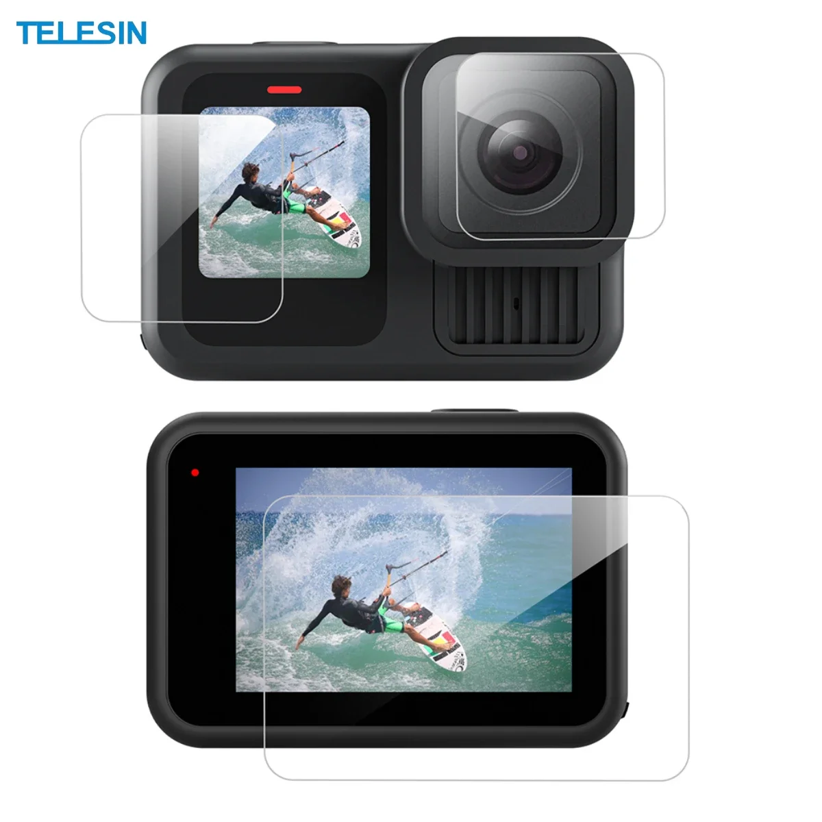 TELESIN Screen Lens Protector 3Pcs Set for Gopro Hero 13 Accessories HD Film for Front Rear Display Lens Action Camera Accessory