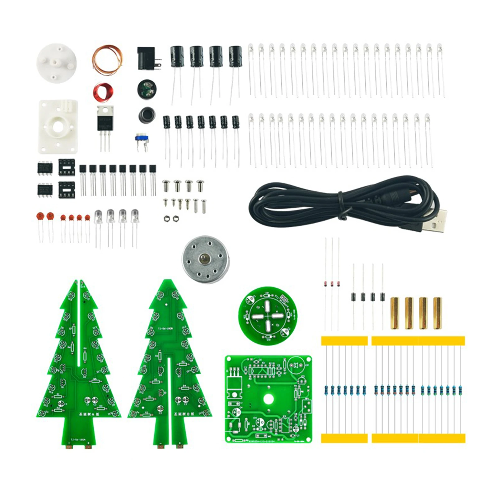 ABS 3 Color Flashing LED Kit 3D Rotating Christmas Tree Shape Solder Tool Welding Effect Is Very