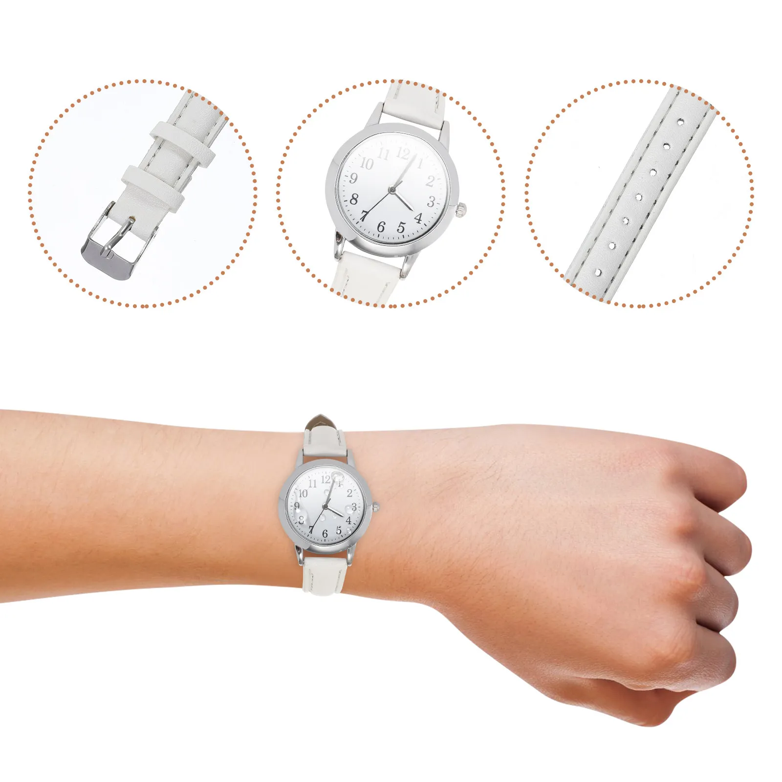 Waterproof Women Quartz Watch with PU Strap Simple Classic Design Casual Formal Wrist Watch for Lady Girlfriend