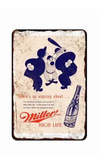 Miller High Lite 1960 Metal Tin Sign  8x12 Disrtressed Art Image