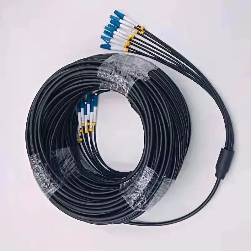 armored patchcord 8-core 60-120M TPU field single-mode 8C LC SC-FC-ST APC outdoor LSZH 5mm flexible optical fiber jumper tensile