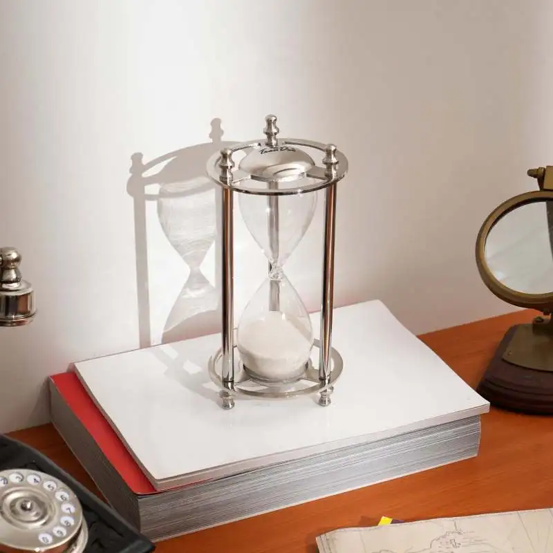 

Decorative Aluminum Frame Sand Timer-Sand Clock-Hourglass-Tabletop Object-4.5x4.5x9.5