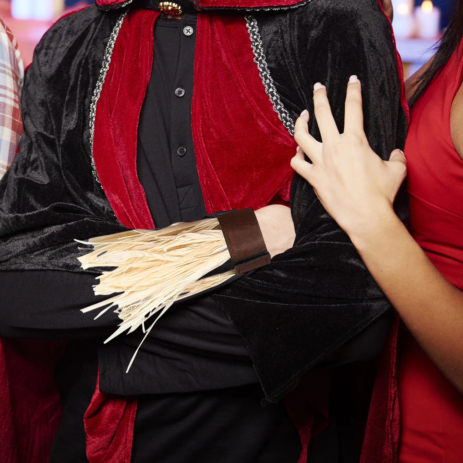 1 ensemble 1 ensemble chapeau bandeau bracelet feutre accessoires pour Halloween carnaval fête Kit de paille épouvantail Costume adulte enfants paille