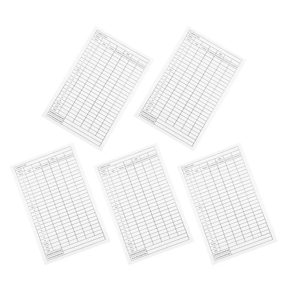 5Pcs Golf Score Sheets Coated Paper Durable Score Recording Cards Portable for Sports Competition Use Golfs Supplies