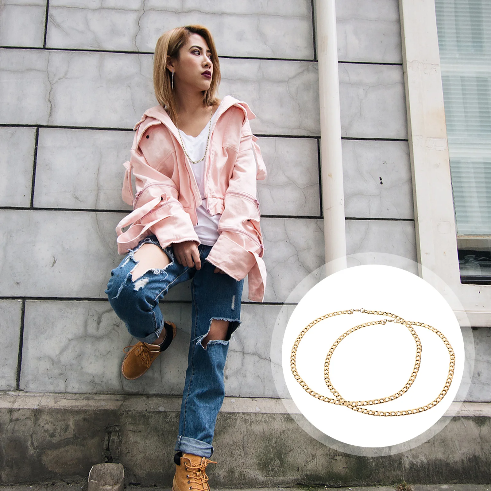 

1Pcs Hip-Hop Necklace Stainless Steel Chain Big Golden Collarbone Choker Retro Style Gift for Dance Performance