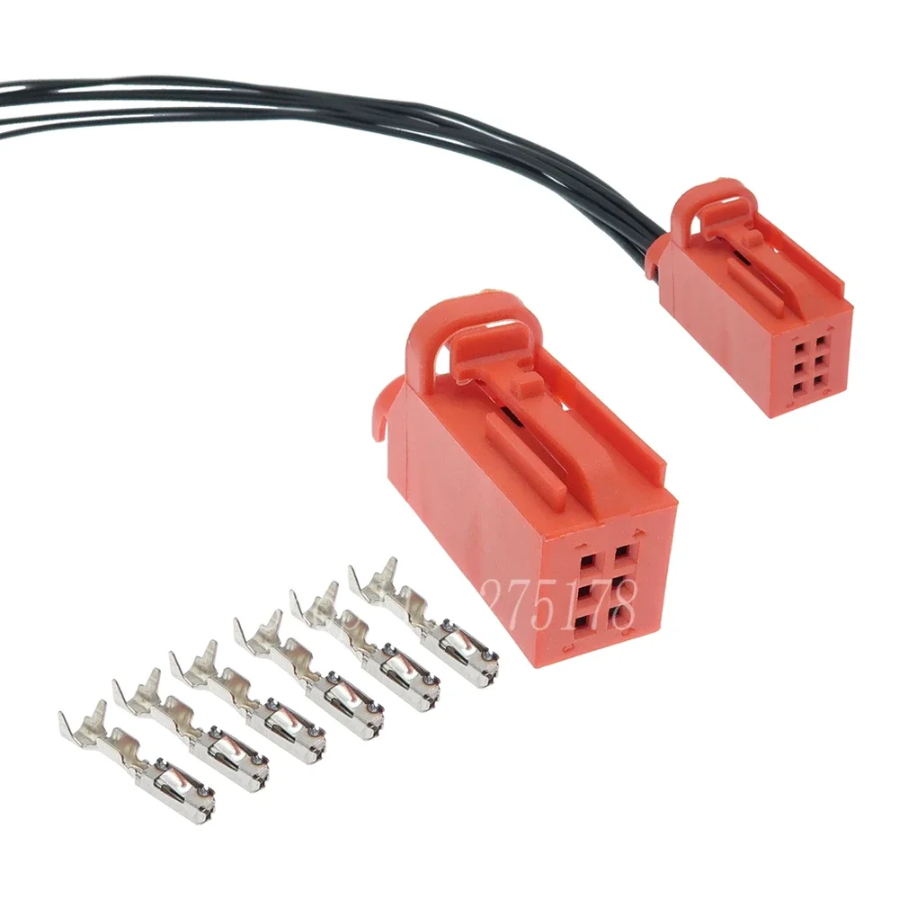 1 Set 6-Pin 1534121-3 4D0971636B Auto-Reifendruckalarm-Stecker, Kabelbaum-Steckverbinder, kleine Strombuchse mit Kabeln
