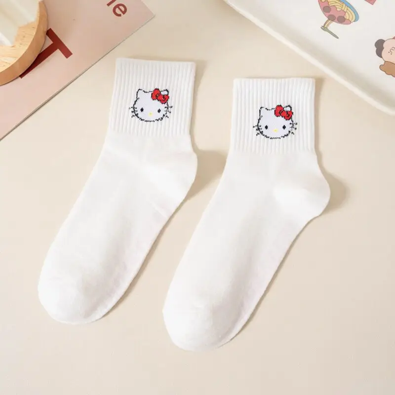 Hello Kitty Socks For Girls Medium Socks Kawaii Sanrio Purin My Melody Cinnamoroll Accessories Socks