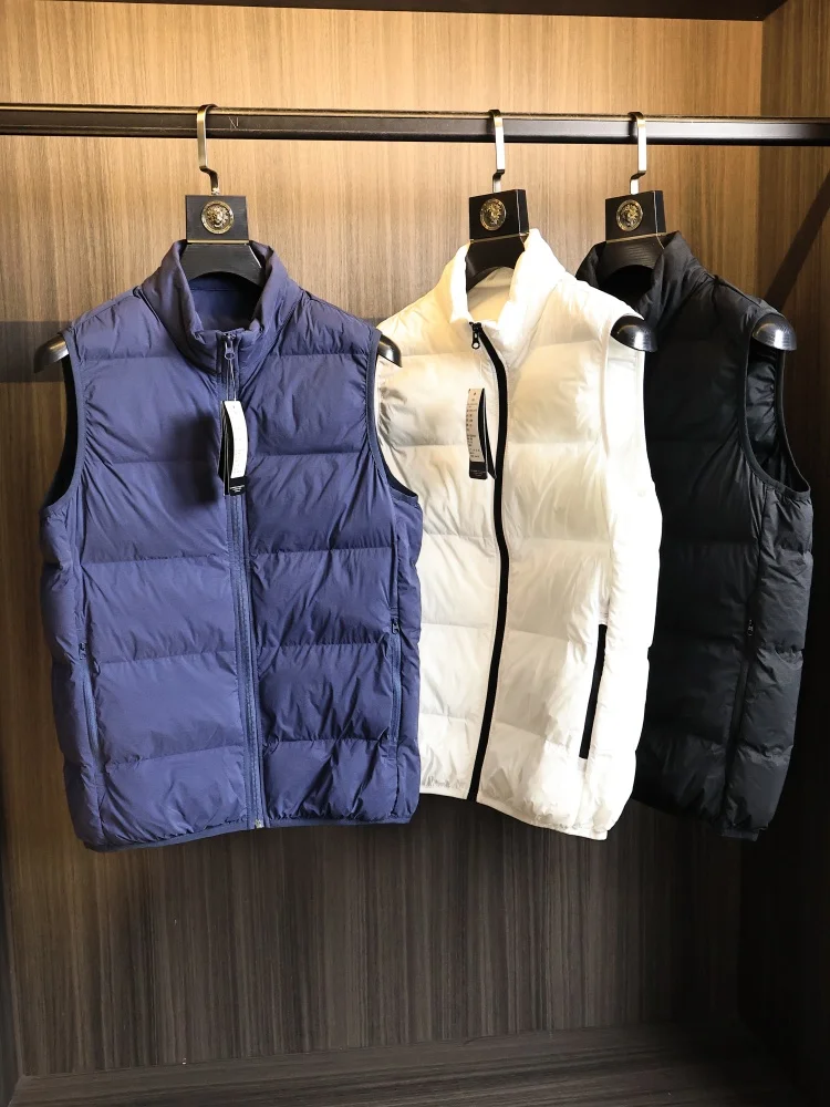 

Glossy Matte Fini Outdoor Waterproof Men's Cotton Vest Autumn Winter Warm Stand Collar Filling Nylon Spandex Stand Fit F...