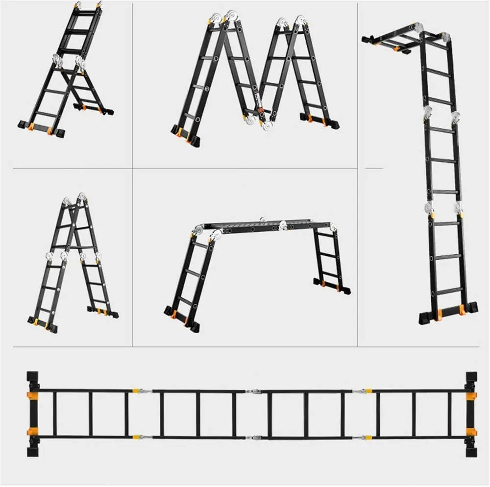 Custom Deliladder Black Color Multi-purpose Ladder Folding 4x3 4x4 4x5 4x6 Big Hinge EN131