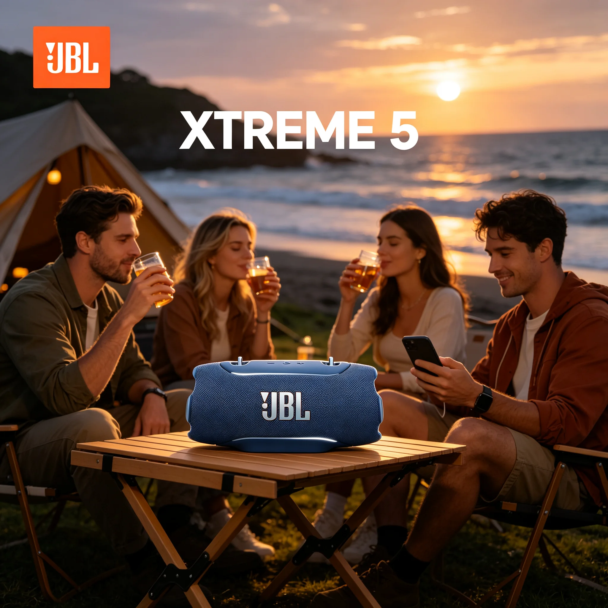 JBL Xtreme 5 Outdoor Bluetooth Speaker Smart EQ AI Bass Boost, 28H Battery, RGB Ambient Light & Adjustable Shoulder Strap