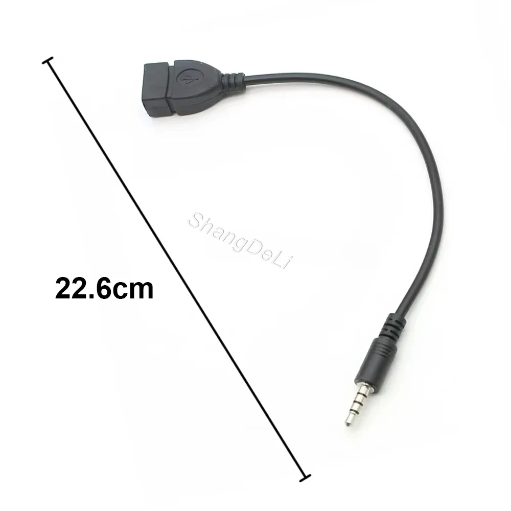 Black Car USB AUX Transposition USB Cable AUX Patching Plug USB Female Interface Adapter Cable for Universal