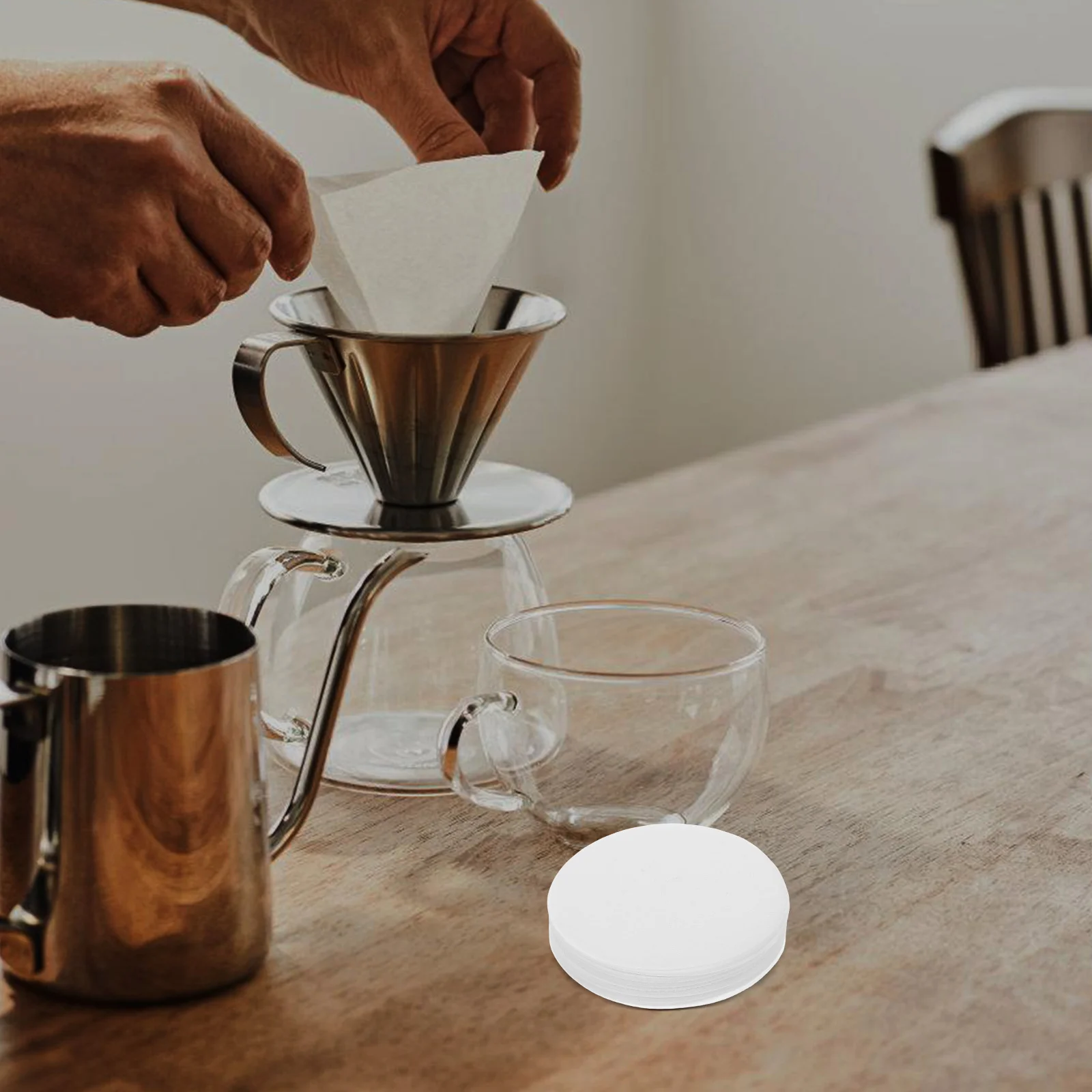 

100Pcs Round Coffee Filter Paper for Espresso Machines Smooth Extraction Easy Cleanup Coffee Making Paper Pads Accessories