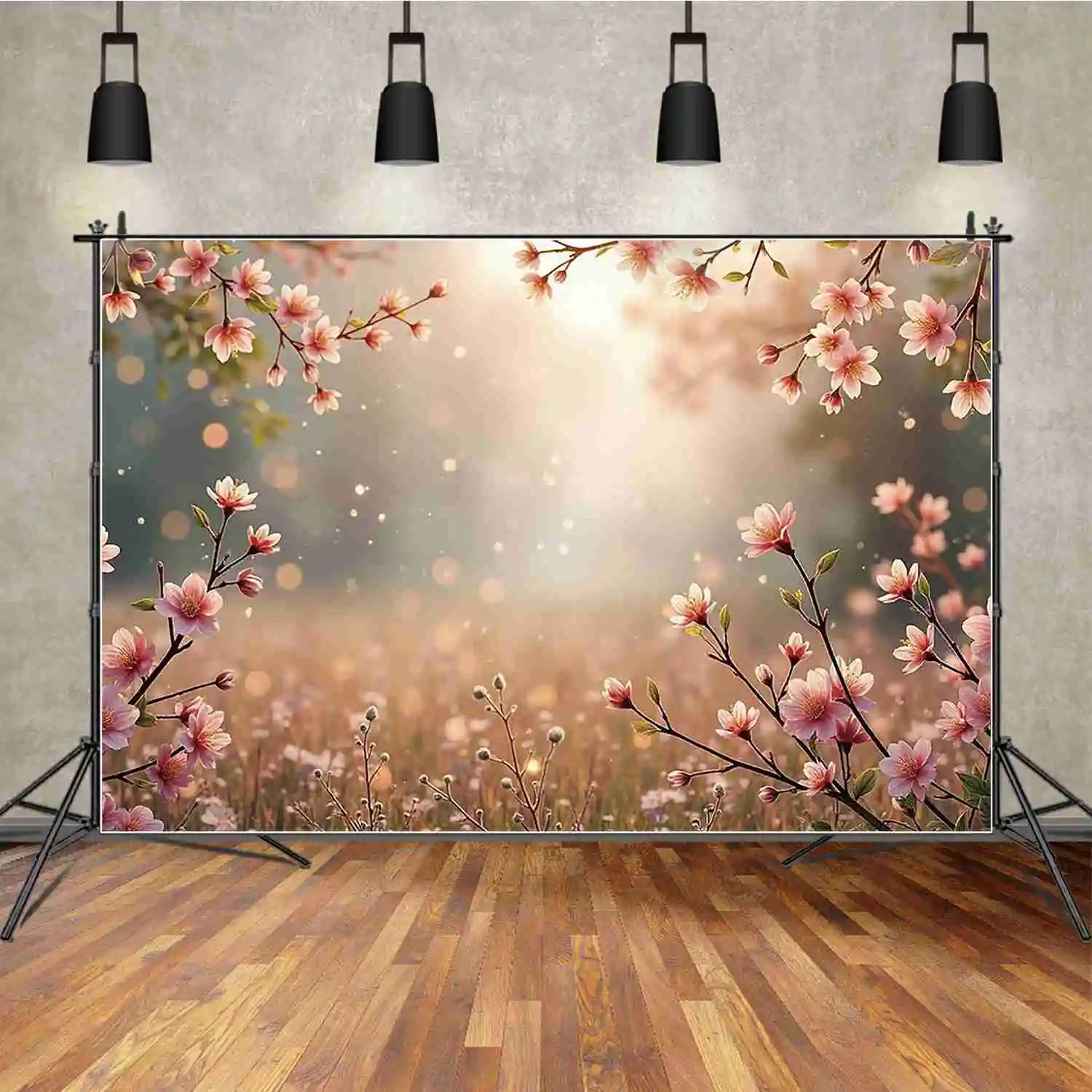 MOON.QG Floral Spring Flower Blossom Backdrop Children Enchanted Birthday Party Background Photography Studio Photozone Supplies