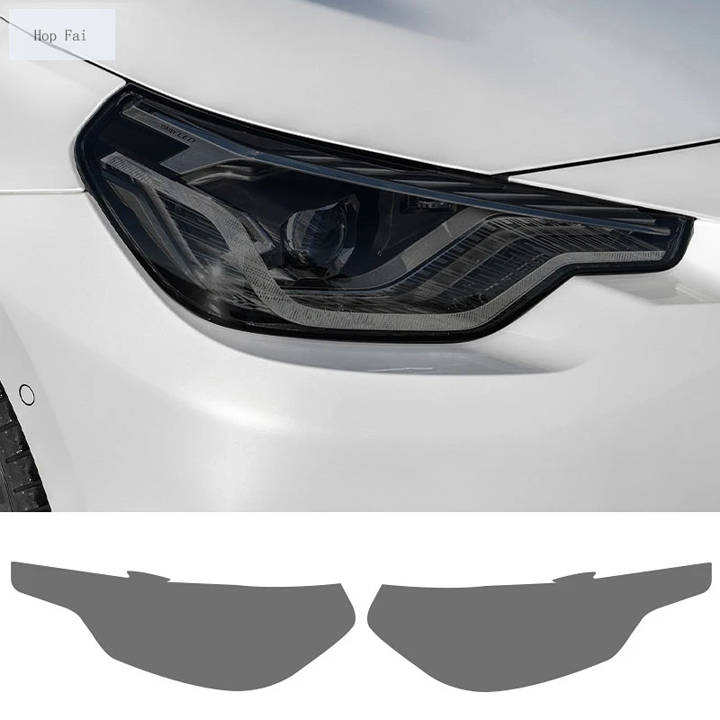 

2 Pcs Car Headlight Protective Film Front Light Transparent Smoke Black TPU Sticker For BMW 2 Series Coupe G42 2022 M240i