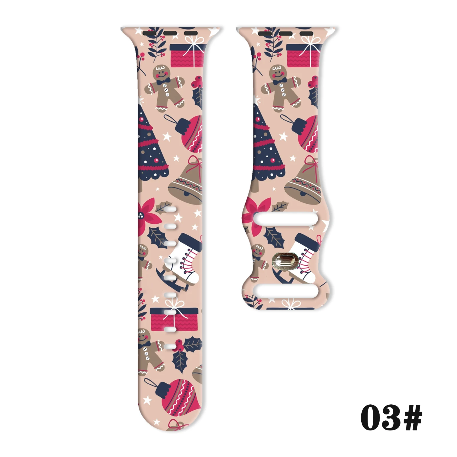 

Christmas2 Printed Silicone Strap for Apple Watch 10 9 8 7 SE Band Replaceable Bracelet for iWatch 49mm 46mm 44mm 40mm Watchband
