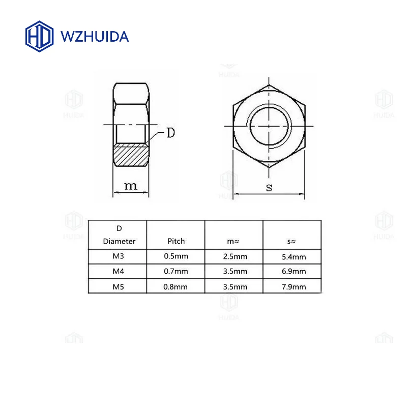 M2 M3 M4 M5 M6 M8 M10 M12 Black Metric Hex Hexagon Nuts Grade 8.8 Carbon Steel DIN934