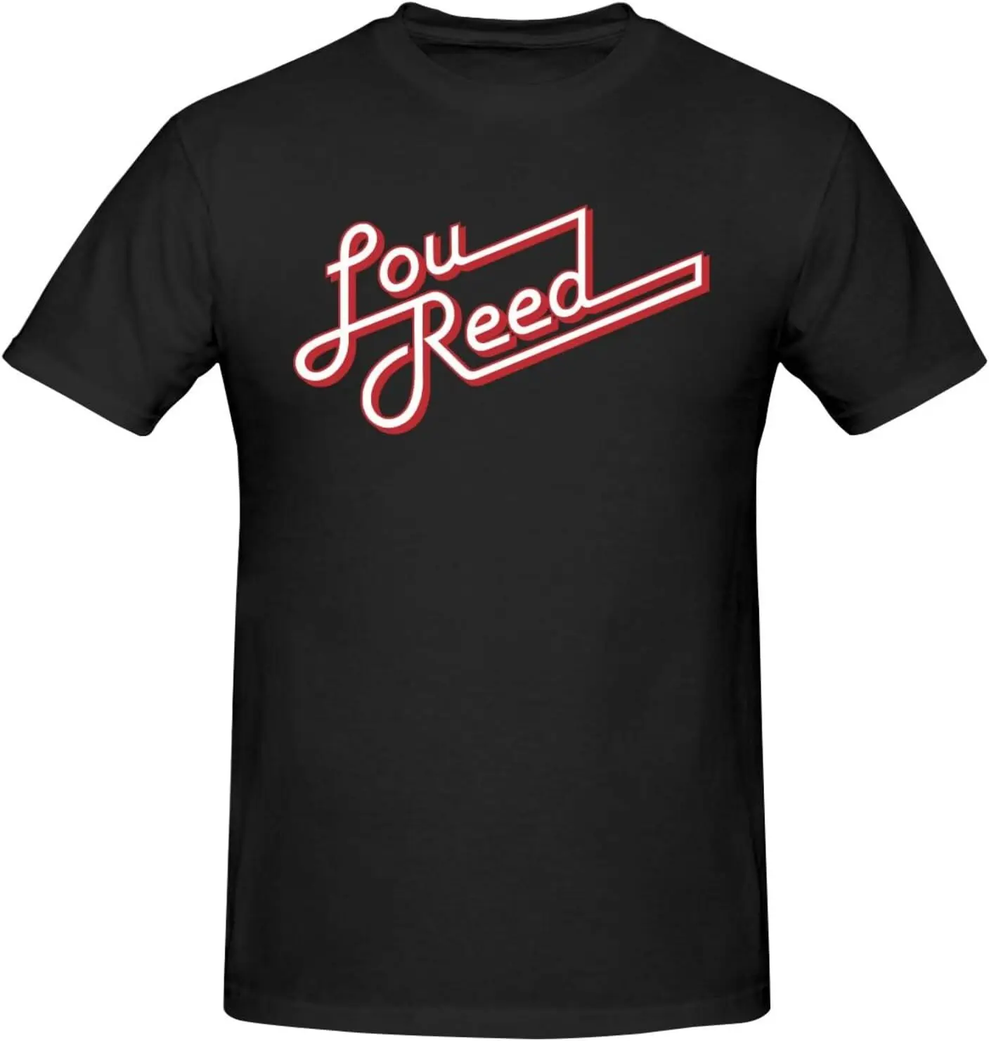 

Fashion style - Lou Music Reed Men's Short Sleeve Graphic T-Shirts Casual Novelty Cotton Crewneck Tees Black
