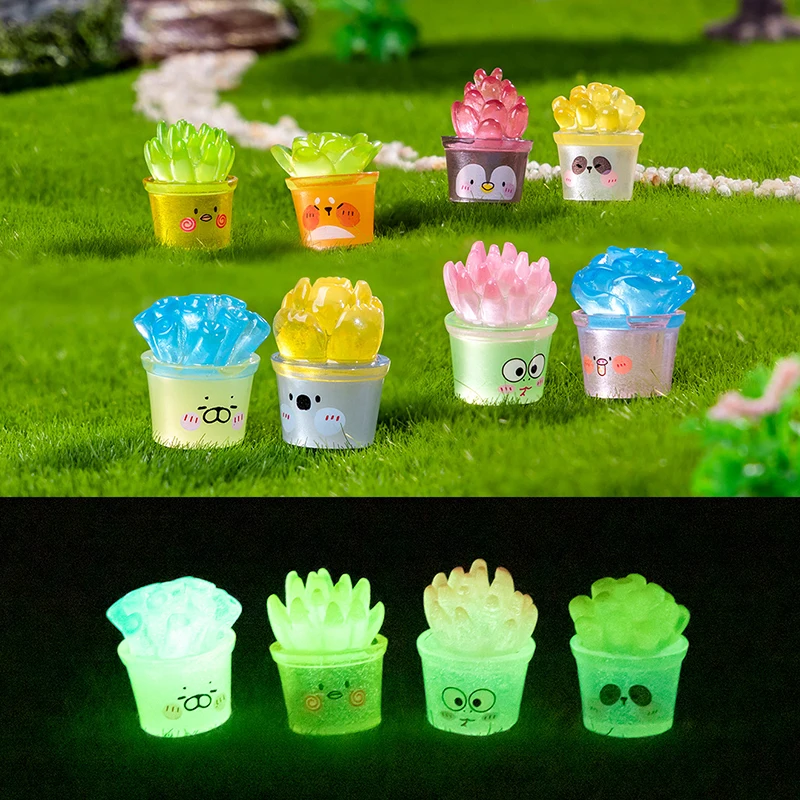 Creative Cute Mini Luminous Succulent Micro Landscape Ornaments Miniature Figurines DIY Home Decoration Accessories Gifts