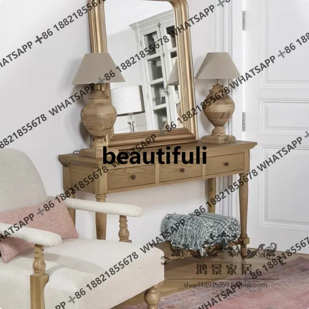retro solid wood entrance table French engraving medieval entrance hall entrance table dining side storage display side table