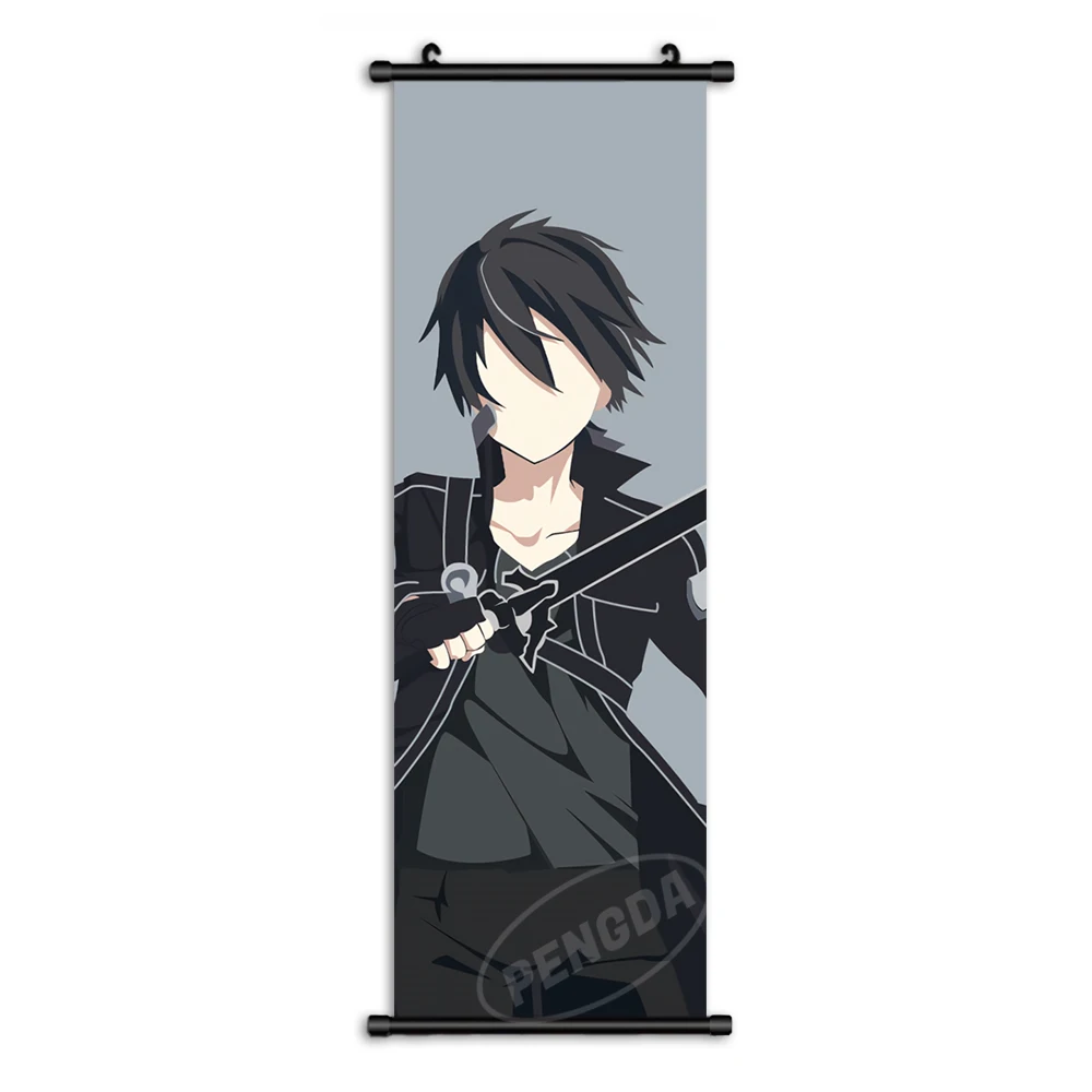 Kirito Home Decor Sword Art Online Canvas Poster Hanging Picture Room Wall Art Anime Asuna Scroll Painting For Children's Room