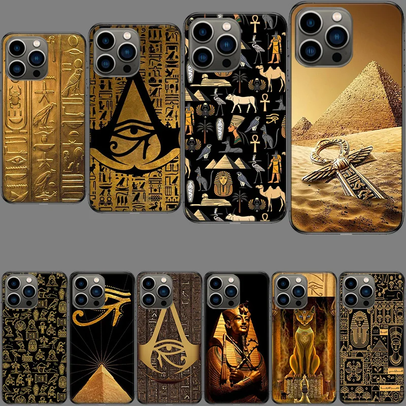 Ancient Egypt Egyptian God Horus Kemetic Heru Phone Case For Apple Iphone 15+ 14 Plus Fundas 16 Pro Max Capa 12 13 Mini Coque 11