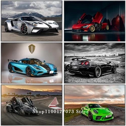 Pittura diamante moderna 5D Supercar di lusso Auto da corsa Vista posteriore Veicolo Diamante Ricamo Mosaico Trapano completo Soggiorno Decor