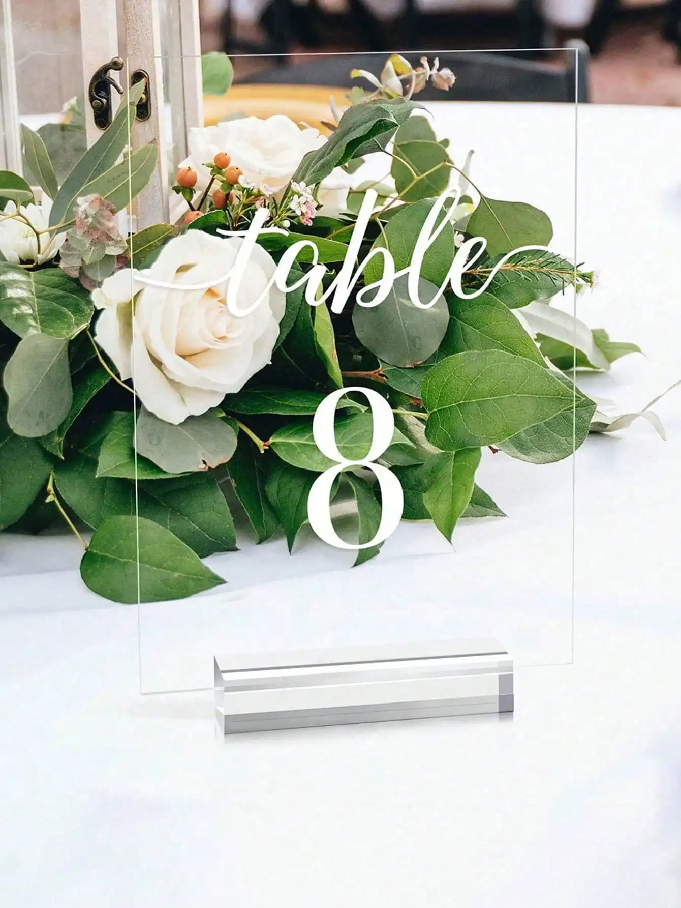 1set- Wedding Season Transparent acrylic table number with base (5.91*3.94 inches) Western Wedding Number Wedding Table Number B